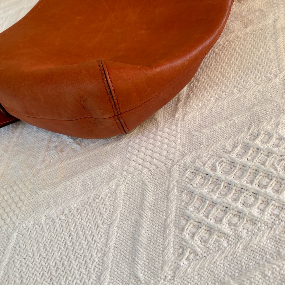 Coach SoHo, Burnt Orange Leather Shoulder Bag EUC, picture 8 shows a tiny dot - Picture 8 of 13